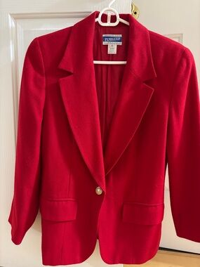 Vintage Pendleton Red 100% Wool Single-Button Blazer with Notch Lapel